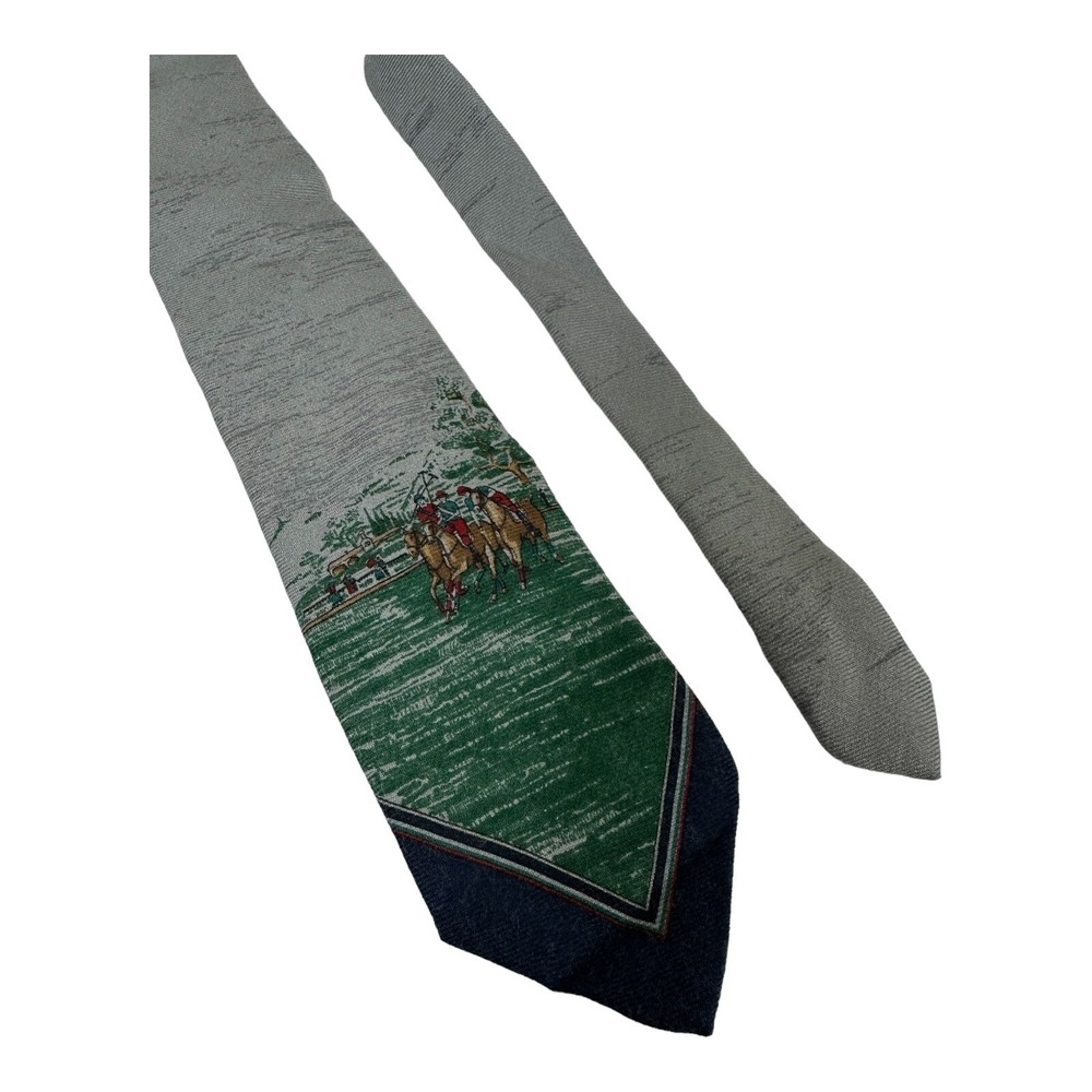 Polo Ralph Lauren Gray VTG Horse Polo Tie Wool Silk 3 Inch Width